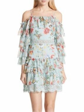 Alice + Olivia Santos 100% Silk Sz 4 NWT $550 LINED Fairycore Cottagecore Chic